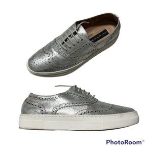 Steven by Steve Madden Allister Metallic Silver Lace Up Sneakers Size 9.5M